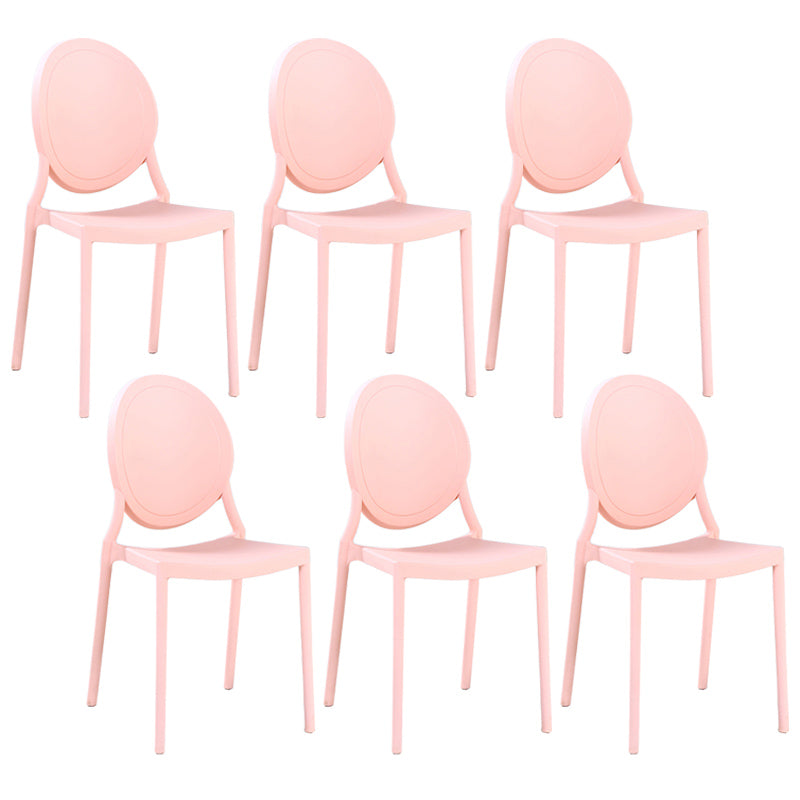 Contemporary Armless Plastic Dining Chairs Open Back Dining Side Chair for Home Use Pink 6 Piece Set Clearhalo ' kitchen&dining_furn' 'Dining Chairs' 'Dining Tables & Seating' 'dining_chair' 'furn' 'furn_dining_chair' 'Furniture' 'furniture_dining_chair' 'Kitchen & Dining Furniture' 'kitchen' 3597193