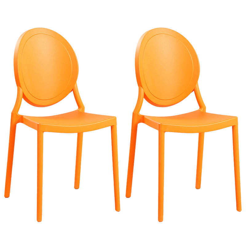 Contemporary Armless Plastic Dining Chairs Open Back Dining Side Chair for Home Use Orange 2 Piece Set Clearhalo ' kitchen&dining_furn' 'Dining Chairs' 'Dining Tables & Seating' 'dining_chair' 'furn' 'furn_dining_chair' 'Furniture' 'furniture_dining_chair' 'Kitchen & Dining Furniture' 'kitchen' 3597194