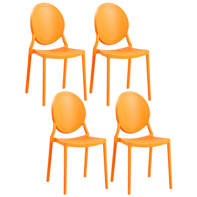 Contemporary Armless Plastic Dining Chairs Open Back Dining Side Chair for Home Use Orange 4 Piece Set Clearhalo ' kitchen&dining_furn' 'Dining Chairs' 'Dining Tables & Seating' 'dining_chair' 'furn' 'furn_dining_chair' 'Furniture' 'furniture_dining_chair' 'Kitchen & Dining Furniture' 'kitchen' 3597195