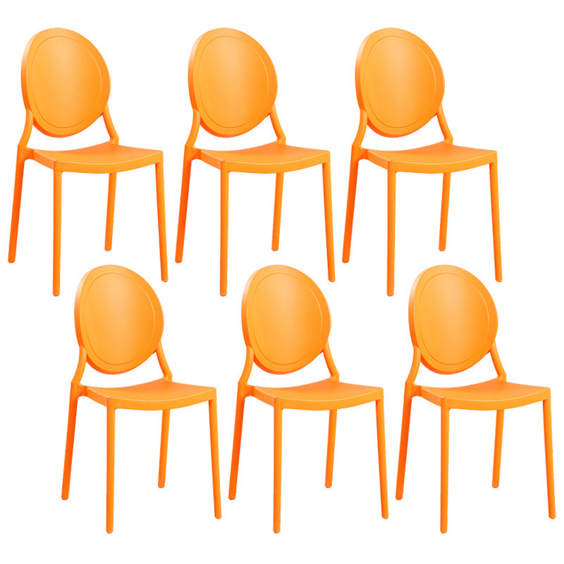 Contemporary Armless Plastic Dining Chairs Open Back Dining Side Chair for Home Use Orange 6 Piece Set Clearhalo ' kitchen&dining_furn' 'Dining Chairs' 'Dining Tables & Seating' 'dining_chair' 'furn' 'furn_dining_chair' 'Furniture' 'furniture_dining_chair' 'Kitchen & Dining Furniture' 'kitchen' 3597196