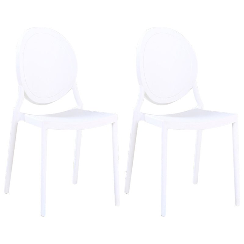 Contemporary Armless Plastic Dining Chairs Open Back Dining Side Chair for Home Use White 2 Piece Set Clearhalo ' kitchen&dining_furn' 'Dining Chairs' 'Dining Tables & Seating' 'dining_chair' 'furn' 'furn_dining_chair' 'Furniture' 'furniture_dining_chair' 'Kitchen & Dining Furniture' 'kitchen' 3597197
