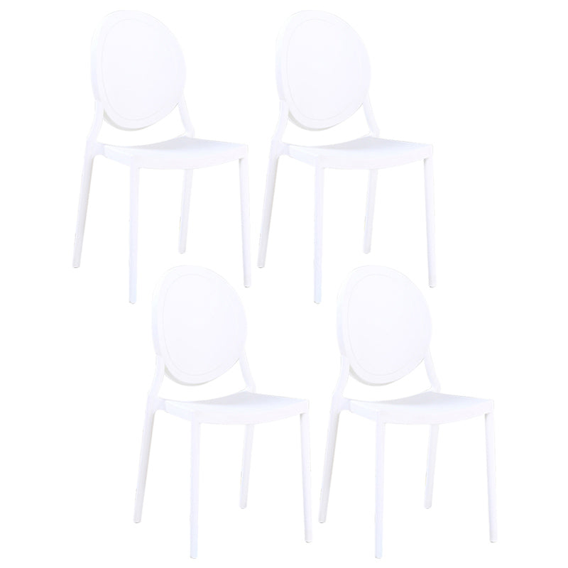 Contemporary Armless Plastic Dining Chairs Open Back Dining Side Chair for Home Use White 4 Piece Set Clearhalo ' kitchen&dining_furn' 'Dining Chairs' 'Dining Tables & Seating' 'dining_chair' 'furn' 'furn_dining_chair' 'Furniture' 'furniture_dining_chair' 'Kitchen & Dining Furniture' 'kitchen' 3597198