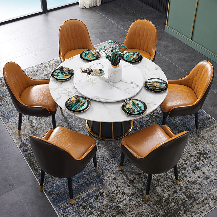 Nordic Glam Style Leather Dining Chair Kitchen Parsons Chair with Wooden Legs Clearhalo ' kitchen&dining_furn' 'Dining Chairs' 'Dining Tables & Seating' 'dining_chair' 'furn' 'furn_dining_chair' 'Furniture' 'furniture_dining_chair' 'Kitchen & Dining Furniture' 'kitchen' 3597214