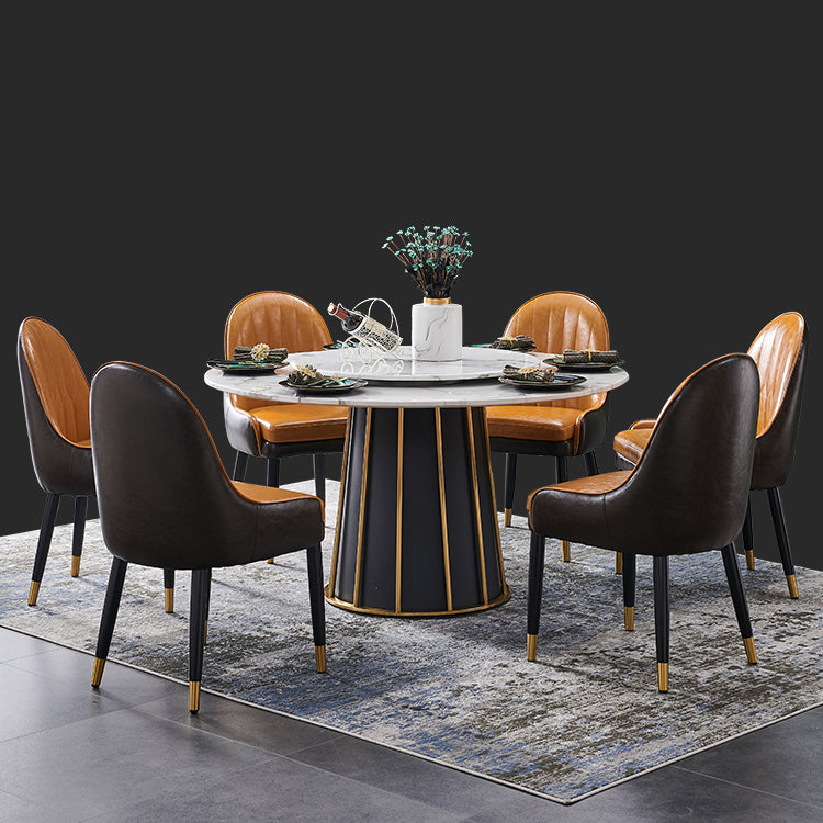 Nordic Glam Style Leather Dining Chair Kitchen Parsons Chair with Wooden Legs Clearhalo ' kitchen&dining_furn' 'Dining Chairs' 'Dining Tables & Seating' 'dining_chair' 'furn' 'furn_dining_chair' 'Furniture' 'furniture_dining_chair' 'Kitchen & Dining Furniture' 'kitchen' 3597217