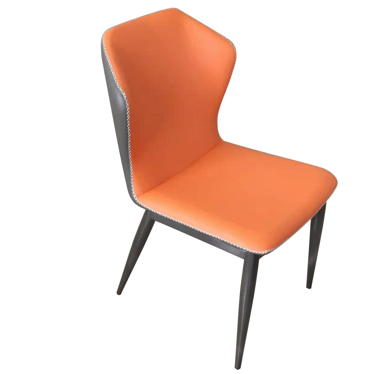 Metal Contemporary Dining Room Chairs Metallic Finish Wingback Side Chair Orange 1 Piece Clearhalo ' kitchen&dining_furn' 'Dining Chairs' 'Dining Tables & Seating' 'dining_chair' 'furn' 'furn_dining_chair' 'Furniture' 'furniture_dining_chair' 'Kitchen & Dining Furniture' 'kitchen' 3597239