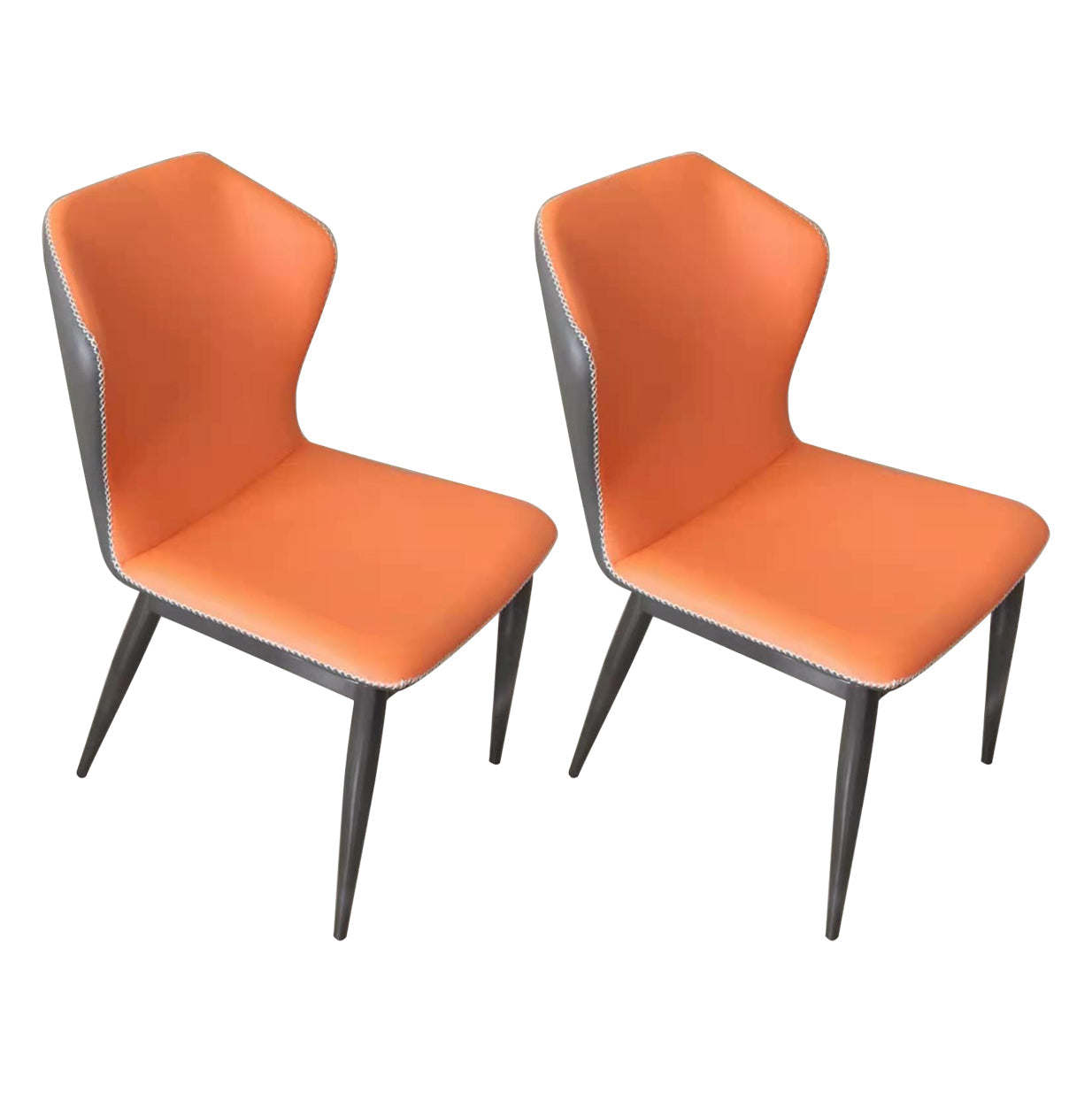 Metal Contemporary Dining Room Chairs Metallic Finish Wingback Side Chair Orange 2 Piece Set Clearhalo ' kitchen&dining_furn' 'Dining Chairs' 'Dining Tables & Seating' 'dining_chair' 'furn' 'furn_dining_chair' 'Furniture' 'furniture_dining_chair' 'Kitchen & Dining Furniture' 'kitchen' 3597240