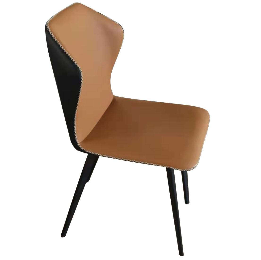 Metal Contemporary Dining Room Chairs Metallic Finish Wingback Side Chair Light Brown 1 Piece Clearhalo ' kitchen&dining_furn' 'Dining Chairs' 'Dining Tables & Seating' 'dining_chair' 'furn' 'furn_dining_chair' 'Furniture' 'furniture_dining_chair' 'Kitchen & Dining Furniture' 'kitchen' 3597248