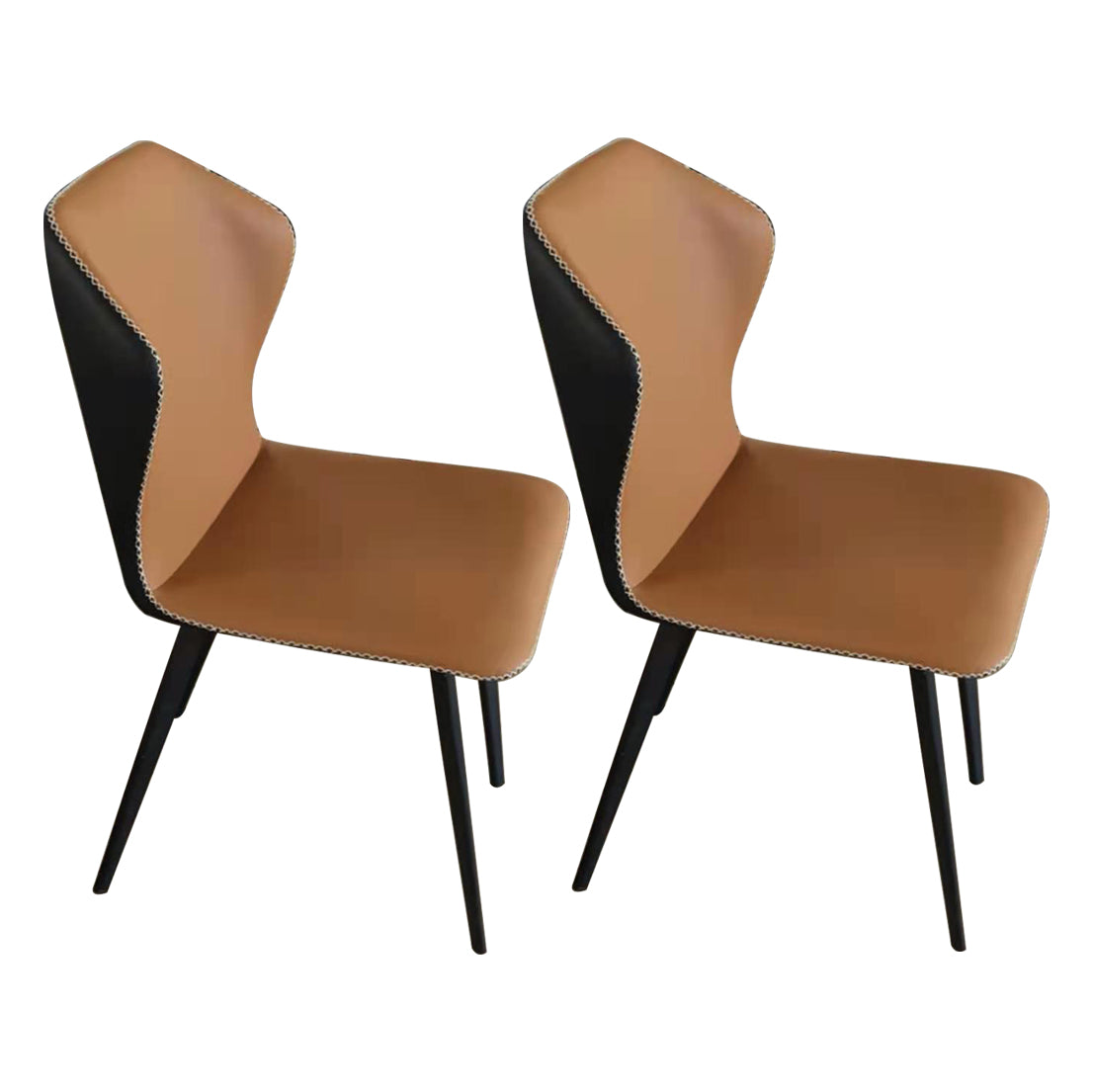 Metal Contemporary Dining Room Chairs Metallic Finish Wingback Side Chair Light Brown 2 Piece Set Clearhalo ' kitchen&dining_furn' 'Dining Chairs' 'Dining Tables & Seating' 'dining_chair' 'furn' 'furn_dining_chair' 'Furniture' 'furniture_dining_chair' 'Kitchen & Dining Furniture' 'kitchen' 3597250