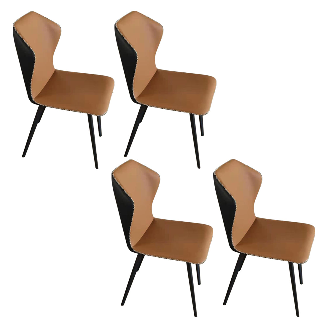 Metal Contemporary Dining Room Chairs Metallic Finish Wingback Side Chair Light Brown 4 Piece Set Clearhalo ' kitchen&dining_furn' 'Dining Chairs' 'Dining Tables & Seating' 'dining_chair' 'furn' 'furn_dining_chair' 'Furniture' 'furniture_dining_chair' 'Kitchen & Dining Furniture' 'kitchen' 3597252