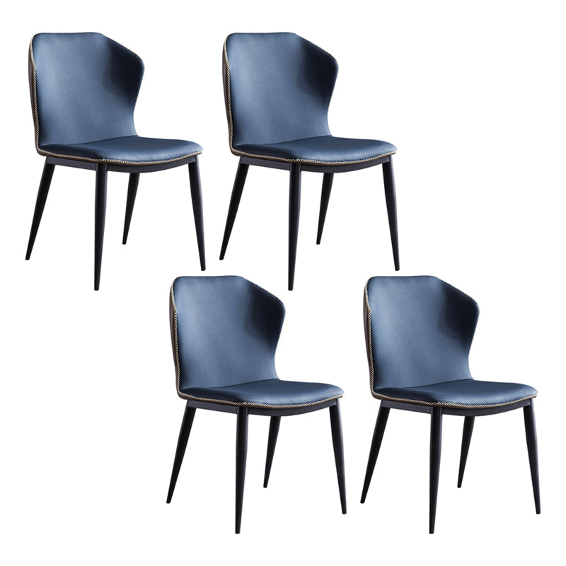 Metal Contemporary Dining Room Chairs Metallic Finish Wingback Side Chair Navy Blue 4 Piece Set Clearhalo ' kitchen&dining_furn' 'Dining Chairs' 'Dining Tables & Seating' 'dining_chair' 'furn' 'furn_dining_chair' 'Furniture' 'furniture_dining_chair' 'Kitchen & Dining Furniture' 'kitchen' 3597256