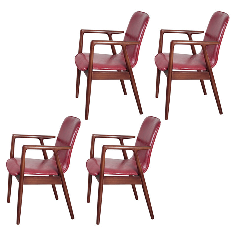 Wooden Dining Side Chairs Contemporary Style Parsons Dining Chair, 21'' Wide Red 4 Piece Set Walnut Clearhalo ' kitchen&dining_furn' 'Dining Chairs' 'Dining Tables & Seating' 'dining_chair' 'furn' 'furn_dining_chair' 'Furniture' 'furniture_dining_chair' 'Kitchen & Dining Furniture' 'kitchen' 3597282
