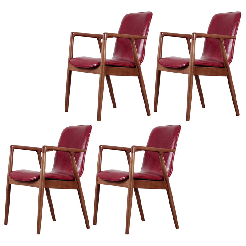 Wooden Dining Side Chairs Contemporary Style Parsons Dining Chair, 21'' Wide Red 4 Piece Set Brown Clearhalo ' kitchen&dining_furn' 'Dining Chairs' 'Dining Tables & Seating' 'dining_chair' 'furn' 'furn_dining_chair' 'Furniture' 'furniture_dining_chair' 'Kitchen & Dining Furniture' 'kitchen' 3597315