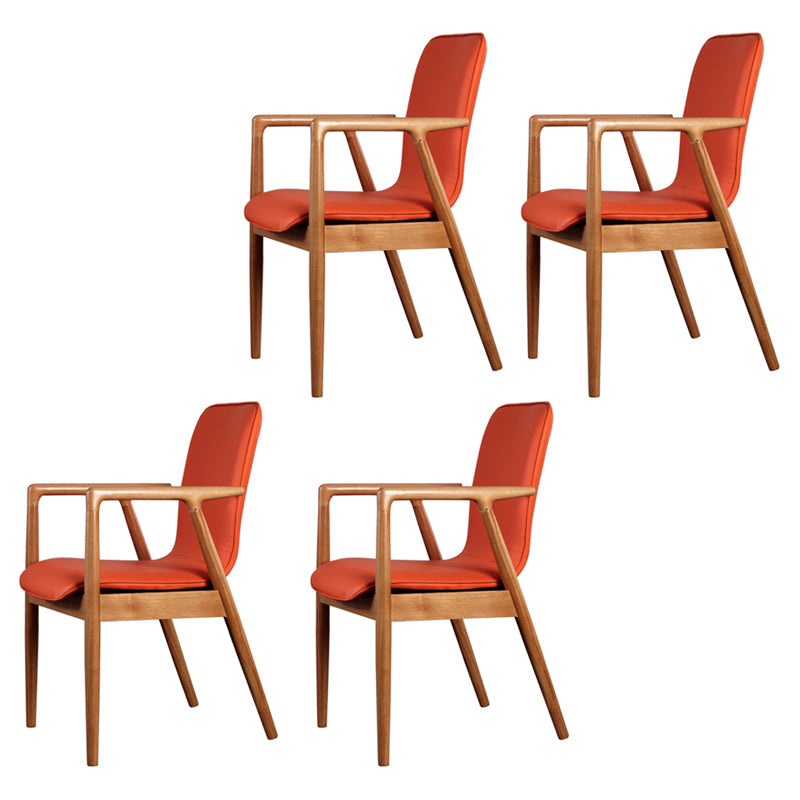 Wooden Dining Side Chairs Contemporary Style Parsons Dining Chair, 21'' Wide Orange 4 Piece Set Natural Wood Clearhalo ' kitchen&dining_furn' 'Dining Chairs' 'Dining Tables & Seating' 'dining_chair' 'furn' 'furn_dining_chair' 'Furniture' 'furniture_dining_chair' 'Kitchen & Dining Furniture' 'kitchen' 3597333