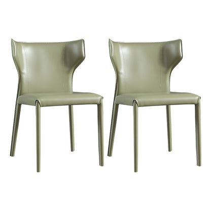 Faux Leather Contemporary Dining Room Chair Metallic Finish Wingback Side Chair Blackish Green 2 Piece Set Clearhalo ' kitchen&dining_furn' 'Dining Chairs' 'Dining Tables & Seating' 'dining_chair' 'furn' 'furn_dining_chair' 'Furniture' 'furniture_dining_chair' 'Kitchen & Dining Furniture' 'kitchen' 3597341