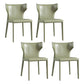Faux Leather Contemporary Dining Room Chair Metallic Finish Wingback Side Chair Blackish Green 4 Piece Set Clearhalo ' kitchen&dining_furn' 'Dining Chairs' 'Dining Tables & Seating' 'dining_chair' 'furn' 'furn_dining_chair' 'Furniture' 'furniture_dining_chair' 'Kitchen & Dining Furniture' 'kitchen' 3597343
