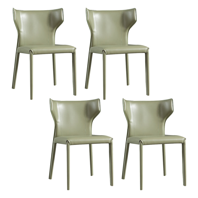 Faux Leather Contemporary Dining Room Chair Metallic Finish Wingback Side Chair Blackish Green 4 Piece Set Clearhalo ' kitchen&dining_furn' 'Dining Chairs' 'Dining Tables & Seating' 'dining_chair' 'furn' 'furn_dining_chair' 'Furniture' 'furniture_dining_chair' 'Kitchen & Dining Furniture' 'kitchen' 3597343