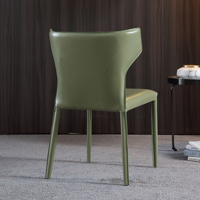 Faux Leather Contemporary Dining Room Chair Metallic Finish Wingback Side Chair Clearhalo ' kitchen&dining_furn' 'Dining Chairs' 'Dining Tables & Seating' 'dining_chair' 'furn' 'furn_dining_chair' 'Furniture' 'furniture_dining_chair' 'Kitchen & Dining Furniture' 'kitchen' 3597346