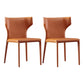 Faux Leather Contemporary Dining Room Chair Metallic Finish Wingback Side Chair Orange 2 Piece Set Clearhalo ' kitchen&dining_furn' 'Dining Chairs' 'Dining Tables & Seating' 'dining_chair' 'furn' 'furn_dining_chair' 'Furniture' 'furniture_dining_chair' 'Kitchen & Dining Furniture' 'kitchen' 3597347