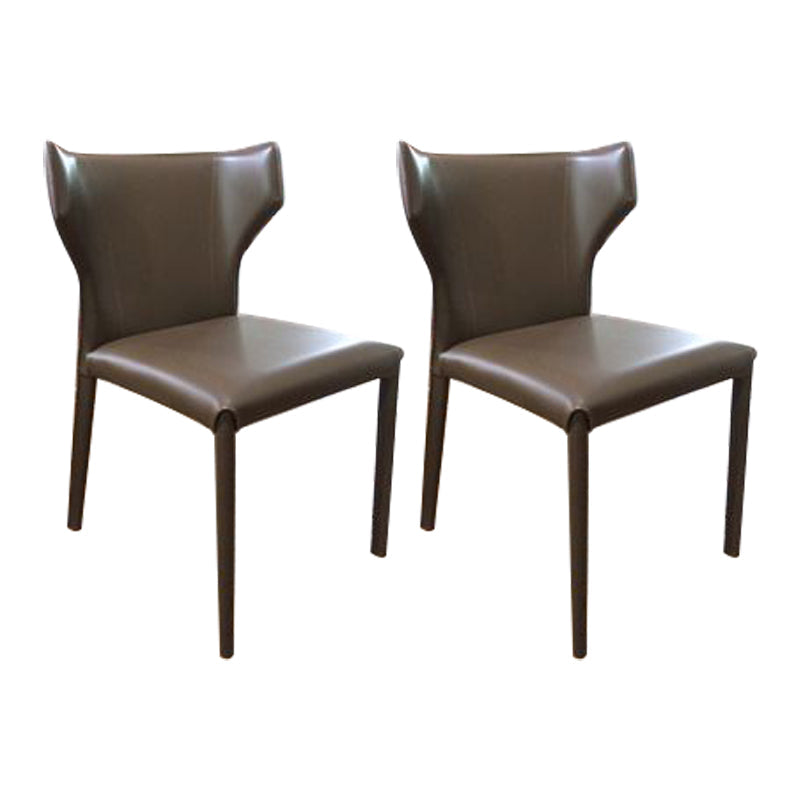 Faux Leather Contemporary Dining Room Chair Metallic Finish Wingback Side Chair Coffee 2 Piece Set Clearhalo ' kitchen&dining_furn' 'Dining Chairs' 'Dining Tables & Seating' 'dining_chair' 'furn' 'furn_dining_chair' 'Furniture' 'furniture_dining_chair' 'Kitchen & Dining Furniture' 'kitchen' 3597352