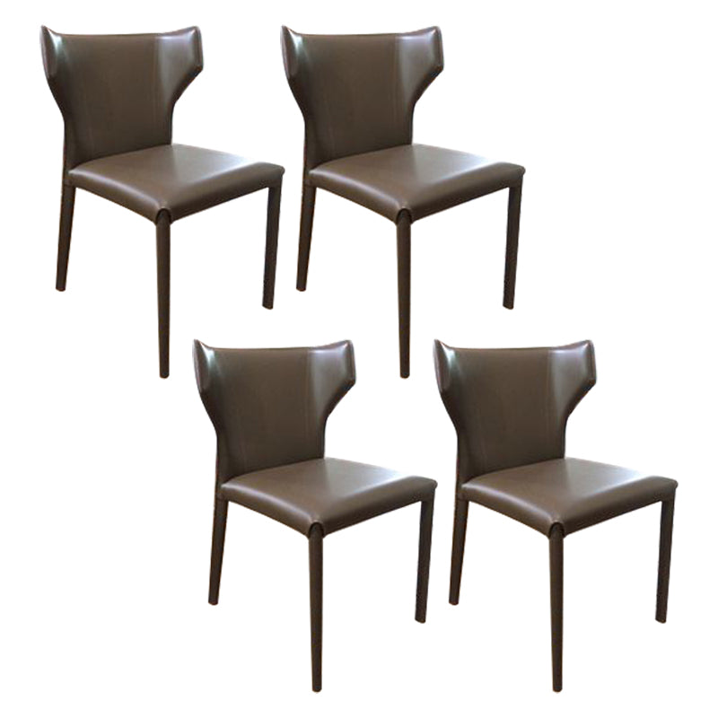 Faux Leather Contemporary Dining Room Chair Metallic Finish Wingback Side Chair Coffee 4 Piece Set Clearhalo ' kitchen&dining_furn' 'Dining Chairs' 'Dining Tables & Seating' 'dining_chair' 'furn' 'furn_dining_chair' 'Furniture' 'furniture_dining_chair' 'Kitchen & Dining Furniture' 'kitchen' 3597354