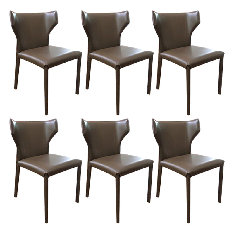 Faux Leather Contemporary Dining Room Chair Metallic Finish Wingback Side Chair Coffee 6 Piece Set Clearhalo ' kitchen&dining_furn' 'Dining Chairs' 'Dining Tables & Seating' 'dining_chair' 'furn' 'furn_dining_chair' 'Furniture' 'furniture_dining_chair' 'Kitchen & Dining Furniture' 'kitchen' 3597356