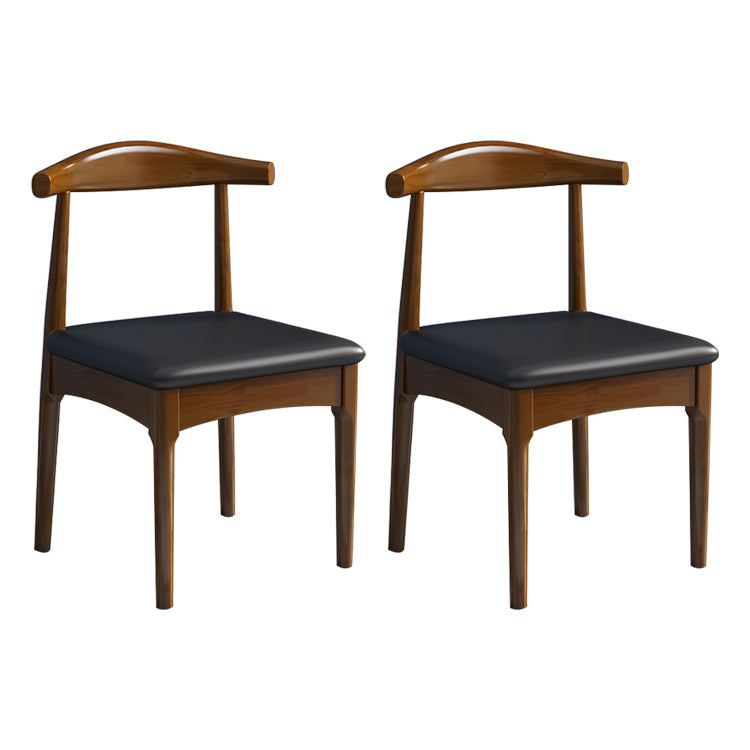 Scandinavian Style Wood Dining Chair Home Armless Open Back Dining Side Chair Black 2 Piece Set Walnut Clearhalo ' kitchen&dining_furn' 'Dining Chairs' 'Dining Tables & Seating' 'dining_chair' 'furn' 'furn_dining_chair' 'Furniture' 'furniture_dining_chair' 'Kitchen & Dining Furniture' 'kitchen' 3597393