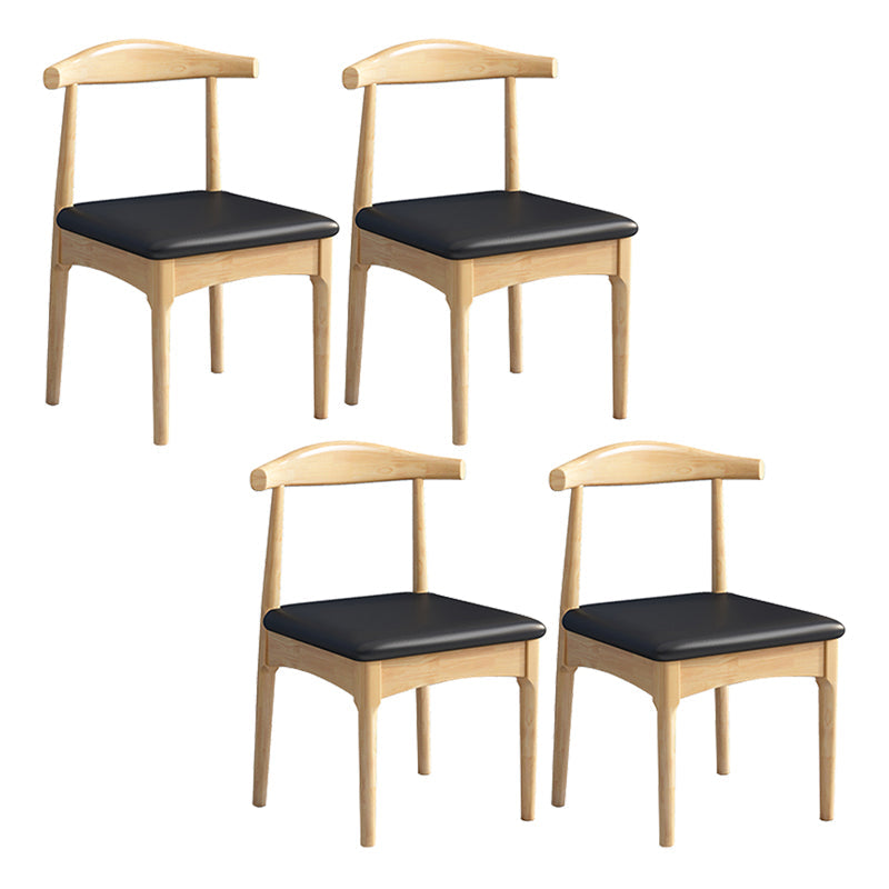 Scandinavian Style Wood Dining Chair Home Armless Open Back Dining Side Chair Matte Black 4 Piece Set Natural Wood Clearhalo ' kitchen&dining_furn' 'Dining Chairs' 'Dining Tables & Seating' 'dining_chair' 'furn' 'furn_dining_chair' 'Furniture' 'furniture_dining_chair' 'Kitchen & Dining Furniture' 'kitchen' 3597400
