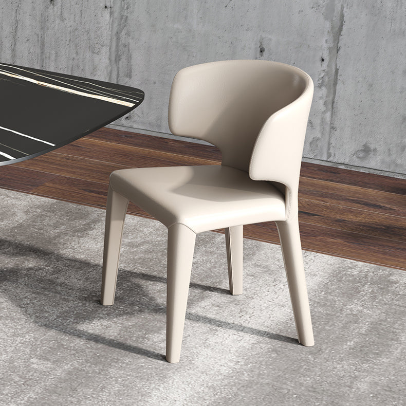 Faux Leather Contemporary Dining Room Chair Matte Finish Wingback Side Dining Chair Khaki 1 Piece Clearhalo ' kitchen&dining_furn' 'Dining Chairs' 'Dining Tables & Seating' 'dining_chair' 'furn' 'furn_dining_chair' 'Furniture' 'furniture_dining_chair' 'Kitchen & Dining Furniture' 'kitchen' 3597411