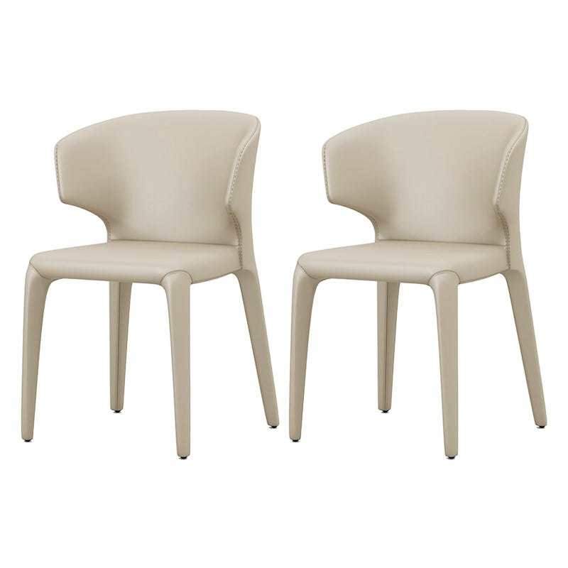 Faux Leather Contemporary Dining Room Chair Matte Finish Wingback Side Dining Chair Khaki 2 Piece Set Clearhalo ' kitchen&dining_furn' 'Dining Chairs' 'Dining Tables & Seating' 'dining_chair' 'furn' 'furn_dining_chair' 'Furniture' 'furniture_dining_chair' 'Kitchen & Dining Furniture' 'kitchen' 3597412