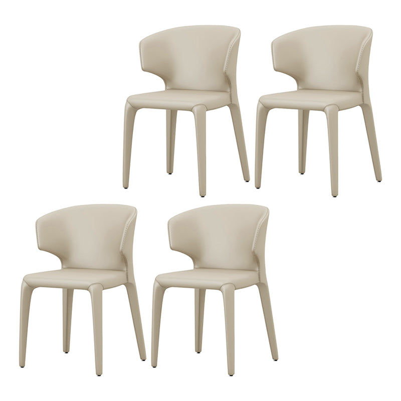 Faux Leather Contemporary Dining Room Chair Matte Finish Wingback Side Dining Chair Khaki 4 Piece Set Clearhalo ' kitchen&dining_furn' 'Dining Chairs' 'Dining Tables & Seating' 'dining_chair' 'furn' 'furn_dining_chair' 'Furniture' 'furniture_dining_chair' 'Kitchen & Dining Furniture' 'kitchen' 3597414
