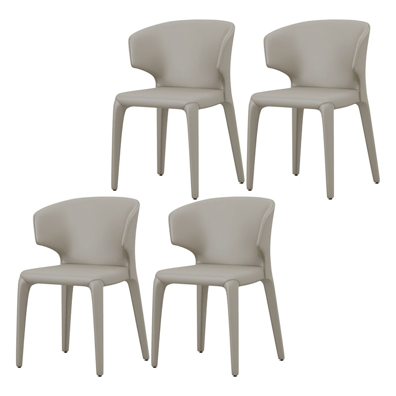 Faux Leather Contemporary Dining Room Chair Matte Finish Wingback Side Dining Chair Light Gray 4 Piece Set Clearhalo ' kitchen&dining_furn' 'Dining Chairs' 'Dining Tables & Seating' 'dining_chair' 'furn' 'furn_dining_chair' 'Furniture' 'furniture_dining_chair' 'Kitchen & Dining Furniture' 'kitchen' 3597421