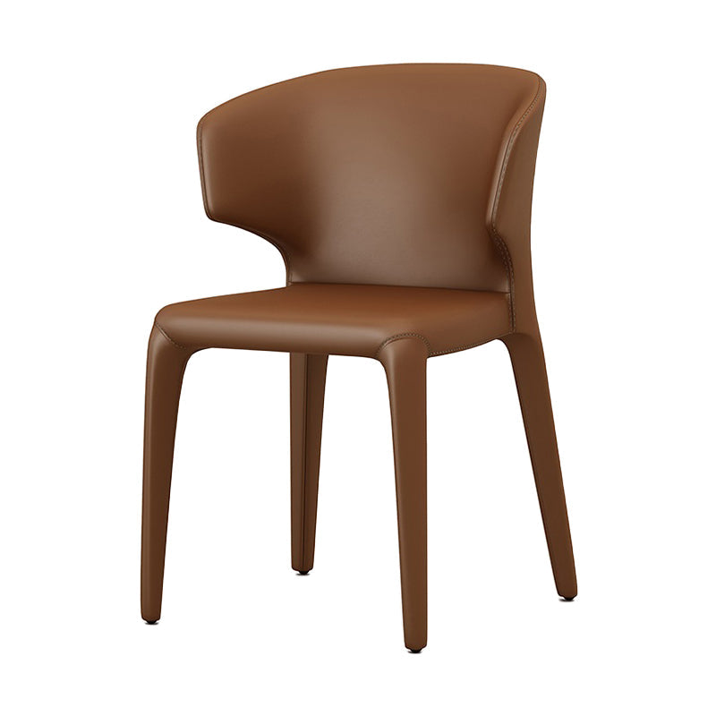 Faux Leather Contemporary Dining Room Chair Matte Finish Wingback Side Dining Chair Brown 1 Piece Clearhalo ' kitchen&dining_furn' 'Dining Chairs' 'Dining Tables & Seating' 'dining_chair' 'furn' 'furn_dining_chair' 'Furniture' 'furniture_dining_chair' 'Kitchen & Dining Furniture' 'kitchen' 3597425