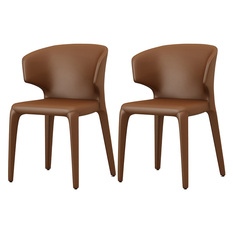 Faux Leather Contemporary Dining Room Chair Matte Finish Wingback Side Dining Chair Brown 2 Piece Set Clearhalo ' kitchen&dining_furn' 'Dining Chairs' 'Dining Tables & Seating' 'dining_chair' 'furn' 'furn_dining_chair' 'Furniture' 'furniture_dining_chair' 'Kitchen & Dining Furniture' 'kitchen' 3597426