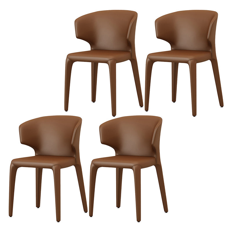 Faux Leather Contemporary Dining Room Chair Matte Finish Wingback Side Dining Chair Brown 4 Piece Set Clearhalo ' kitchen&dining_furn' 'Dining Chairs' 'Dining Tables & Seating' 'dining_chair' 'furn' 'furn_dining_chair' 'Furniture' 'furniture_dining_chair' 'Kitchen & Dining Furniture' 'kitchen' 3597427