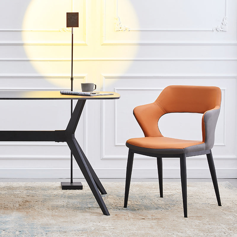 Dining Room Leather Dining Chair Contemporary Open Back Dining Arm Chair Clearhalo ' kitchen&dining_furn' 'Dining Chairs' 'Dining Tables & Seating' 'dining_chair' 'furn' 'furn_dining_chair' 'Furniture' 'furniture_dining_chair' 'Kitchen & Dining Furniture' 'kitchen' 3597428