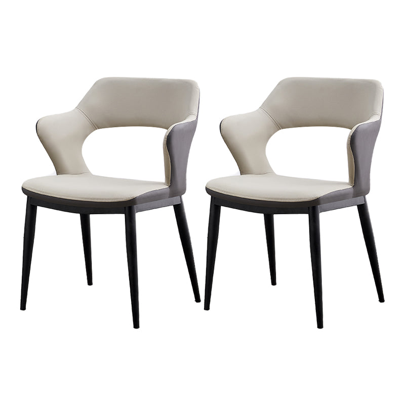 Dining Room Leather Dining Chair Contemporary Open Back Dining Arm Chair Grey 2 Piece Set Clearhalo ' kitchen&dining_furn' 'Dining Chairs' 'Dining Tables & Seating' 'dining_chair' 'furn' 'furn_dining_chair' 'Furniture' 'furniture_dining_chair' 'Kitchen & Dining Furniture' 'kitchen' 3597431