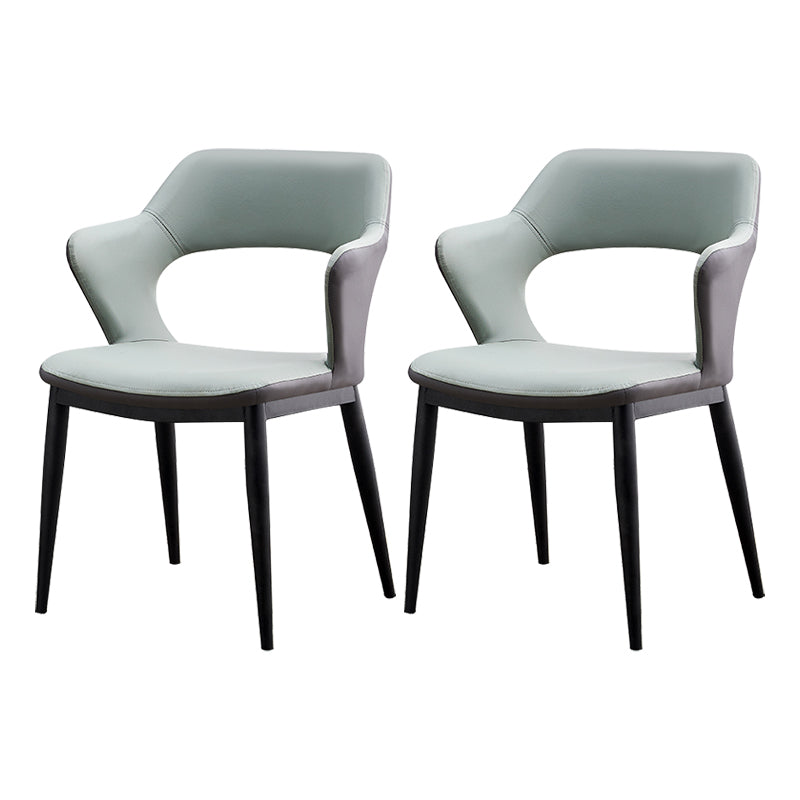 Dining Room Leather Dining Chair Contemporary Open Back Dining Arm Chair Green 2 Piece Set Clearhalo ' kitchen&dining_furn' 'Dining Chairs' 'Dining Tables & Seating' 'dining_chair' 'furn' 'furn_dining_chair' 'Furniture' 'furniture_dining_chair' 'Kitchen & Dining Furniture' 'kitchen' 3597437