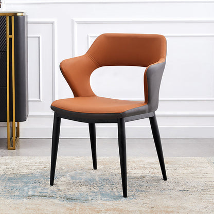 Dining Room Leather Dining Chair Contemporary Open Back Dining Arm Chair Brown 1 Piece Clearhalo ' kitchen&dining_furn' 'Dining Chairs' 'Dining Tables & Seating' 'dining_chair' 'furn' 'furn_dining_chair' 'Furniture' 'furniture_dining_chair' 'Kitchen & Dining Furniture' 'kitchen' 3597440