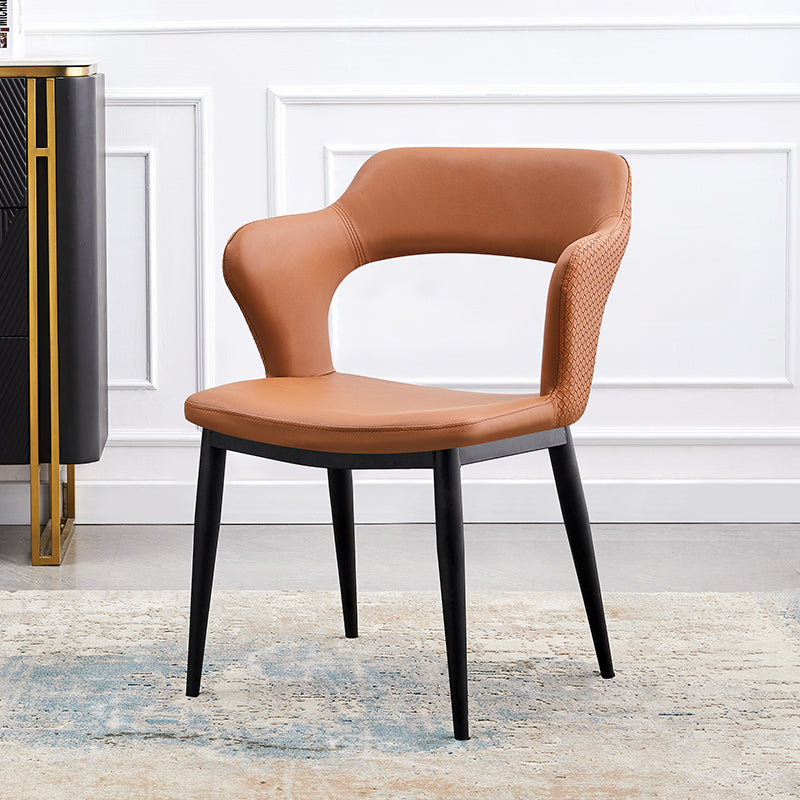 Dining Room Leather Dining Chair Contemporary Open Back Dining Arm Chair Light Brown 1 Piece Clearhalo ' kitchen&dining_furn' 'Dining Chairs' 'Dining Tables & Seating' 'dining_chair' 'furn' 'furn_dining_chair' 'Furniture' 'furniture_dining_chair' 'Kitchen & Dining Furniture' 'kitchen' 3597446