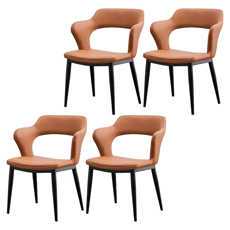 Dining Room Leather Dining Chair Contemporary Open Back Dining Arm Chair Light Brown 4 Piece Set Clearhalo ' kitchen&dining_furn' 'Dining Chairs' 'Dining Tables & Seating' 'dining_chair' 'furn' 'furn_dining_chair' 'Furniture' 'furniture_dining_chair' 'Kitchen & Dining Furniture' 'kitchen' 3597451