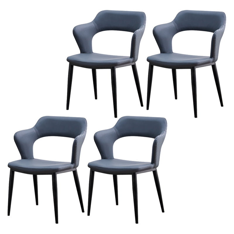Dining Room Leather Dining Chair Contemporary Open Back Dining Arm Chair Silver Gray 4 Piece Set Clearhalo ' kitchen&dining_furn' 'Dining Chairs' 'Dining Tables & Seating' 'dining_chair' 'furn' 'furn_dining_chair' 'Furniture' 'furniture_dining_chair' 'Kitchen & Dining Furniture' 'kitchen' 3597456