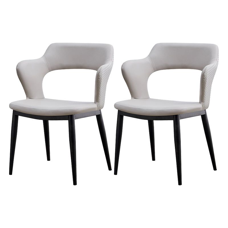 Dining Room Leather Dining Chair Contemporary Open Back Dining Arm Chair Light Gray 2 Piece Set Clearhalo ' kitchen&dining_furn' 'Dining Chairs' 'Dining Tables & Seating' 'dining_chair' 'furn' 'furn_dining_chair' 'Furniture' 'furniture_dining_chair' 'Kitchen & Dining Furniture' 'kitchen' 3597458