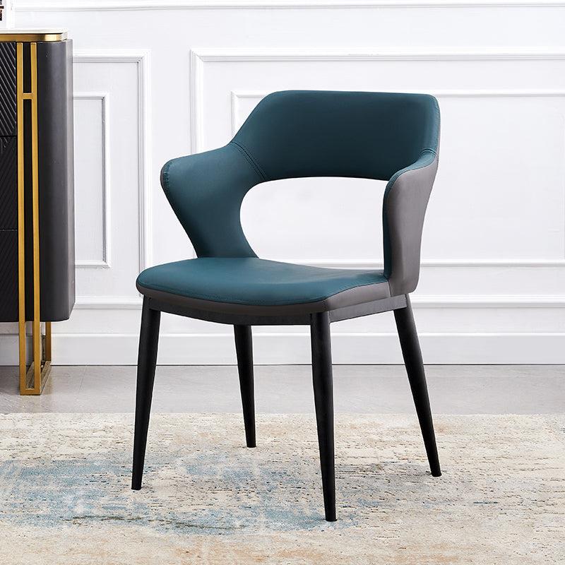 Dining Room Leather Dining Chair Contemporary Open Back Dining Arm Chair Blue 1 Piece Clearhalo ' kitchen&dining_furn' 'Dining Chairs' 'Dining Tables & Seating' 'dining_chair' 'furn' 'furn_dining_chair' 'Furniture' 'furniture_dining_chair' 'Kitchen & Dining Furniture' 'kitchen' 3597460