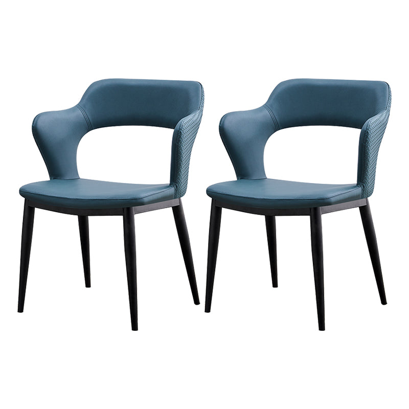 Dining Room Leather Dining Chair Contemporary Open Back Dining Arm Chair Sky Blue 2 Piece Set Clearhalo ' kitchen&dining_furn' 'Dining Chairs' 'Dining Tables & Seating' 'dining_chair' 'furn' 'furn_dining_chair' 'Furniture' 'furniture_dining_chair' 'Kitchen & Dining Furniture' 'kitchen' 3597464
