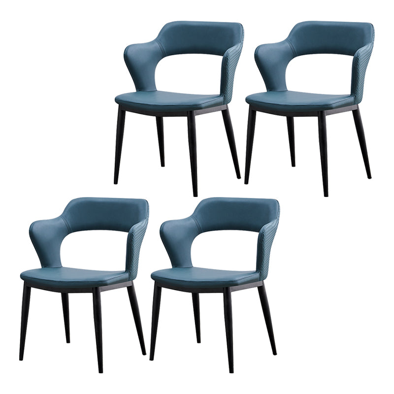Dining Room Leather Dining Chair Contemporary Open Back Dining Arm Chair Sky Blue 4 Piece Set Clearhalo ' kitchen&dining_furn' 'Dining Chairs' 'Dining Tables & Seating' 'dining_chair' 'furn' 'furn_dining_chair' 'Furniture' 'furniture_dining_chair' 'Kitchen & Dining Furniture' 'kitchen' 3597465