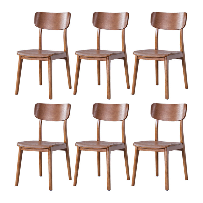 Wood Industrial Style Dining Chair Indoor-Outdoor Open Back Dining Side Chair Brown 6 Piece Set Walnut Clearhalo ' kitchen&dining_furn' 'Dining Chairs' 'Dining Tables & Seating' 'dining_chair' 'furn' 'furn_dining_chair' 'Furniture' 'furniture_dining_chair' 'Kitchen & Dining Furniture' 'kitchen' 3597476