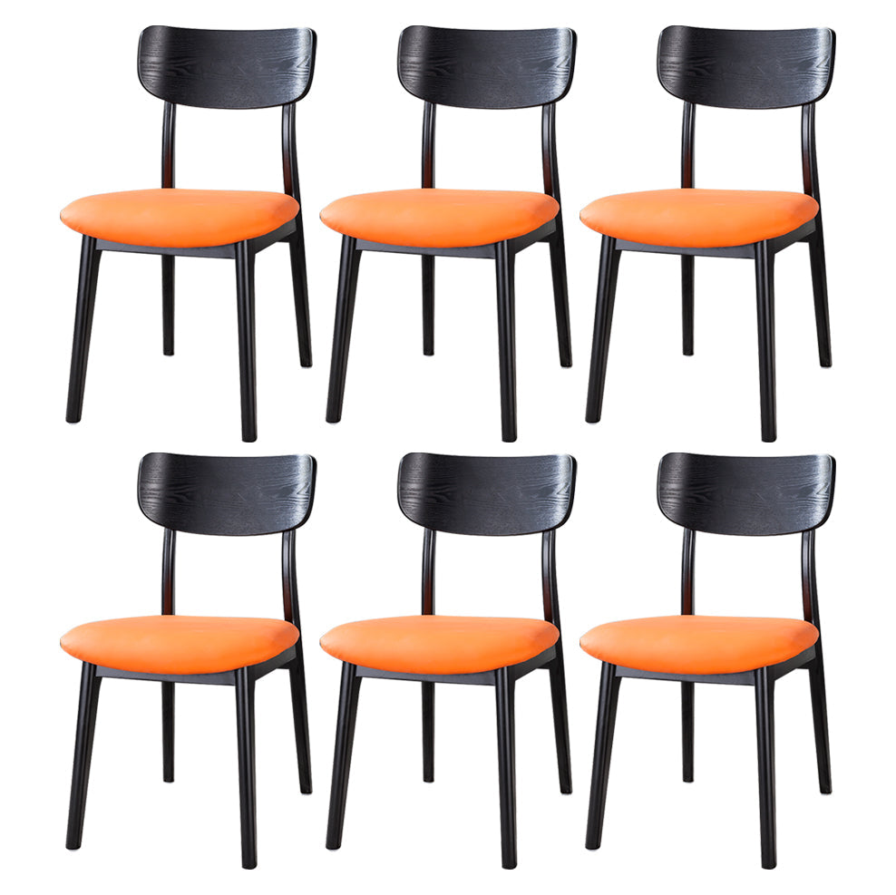 Wood Industrial Style Dining Chair Indoor-Outdoor Open Back Dining Side Chair Orange 6 Piece Set Black Clearhalo ' kitchen&dining_furn' 'Dining Chairs' 'Dining Tables & Seating' 'dining_chair' 'furn' 'furn_dining_chair' 'Furniture' 'furniture_dining_chair' 'Kitchen & Dining Furniture' 'kitchen' 3597488