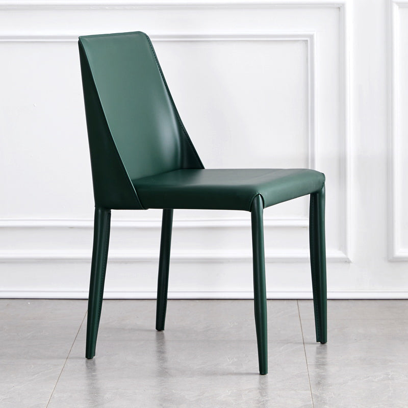 Faux Leather Contemporary Dining Chair Matte Finish Solid Back Dining Chair Dark Green 1 Piece Clearhalo ' kitchen&dining_furn' 'Dining Chairs' 'Dining Tables & Seating' 'dining_chair' 'furn' 'furn_dining_chair' 'Furniture' 'furniture_dining_chair' 'Kitchen & Dining Furniture' 'kitchen' 3597524