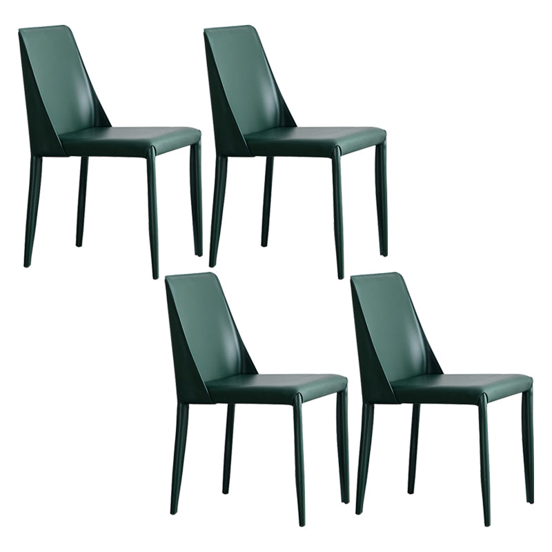 Faux Leather Contemporary Dining Chair Matte Finish Solid Back Dining Chair Dark Green 4 Piece Set Clearhalo ' kitchen&dining_furn' 'Dining Chairs' 'Dining Tables & Seating' 'dining_chair' 'furn' 'furn_dining_chair' 'Furniture' 'furniture_dining_chair' 'Kitchen & Dining Furniture' 'kitchen' 3597527