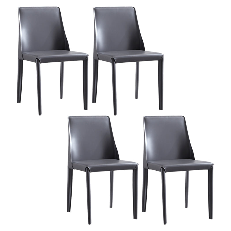 Faux Leather Contemporary Dining Chair Matte Finish Solid Back Dining Chair Dark Gray 4 Piece Set Clearhalo ' kitchen&dining_furn' 'Dining Chairs' 'Dining Tables & Seating' 'dining_chair' 'furn' 'furn_dining_chair' 'Furniture' 'furniture_dining_chair' 'Kitchen & Dining Furniture' 'kitchen' 3597533